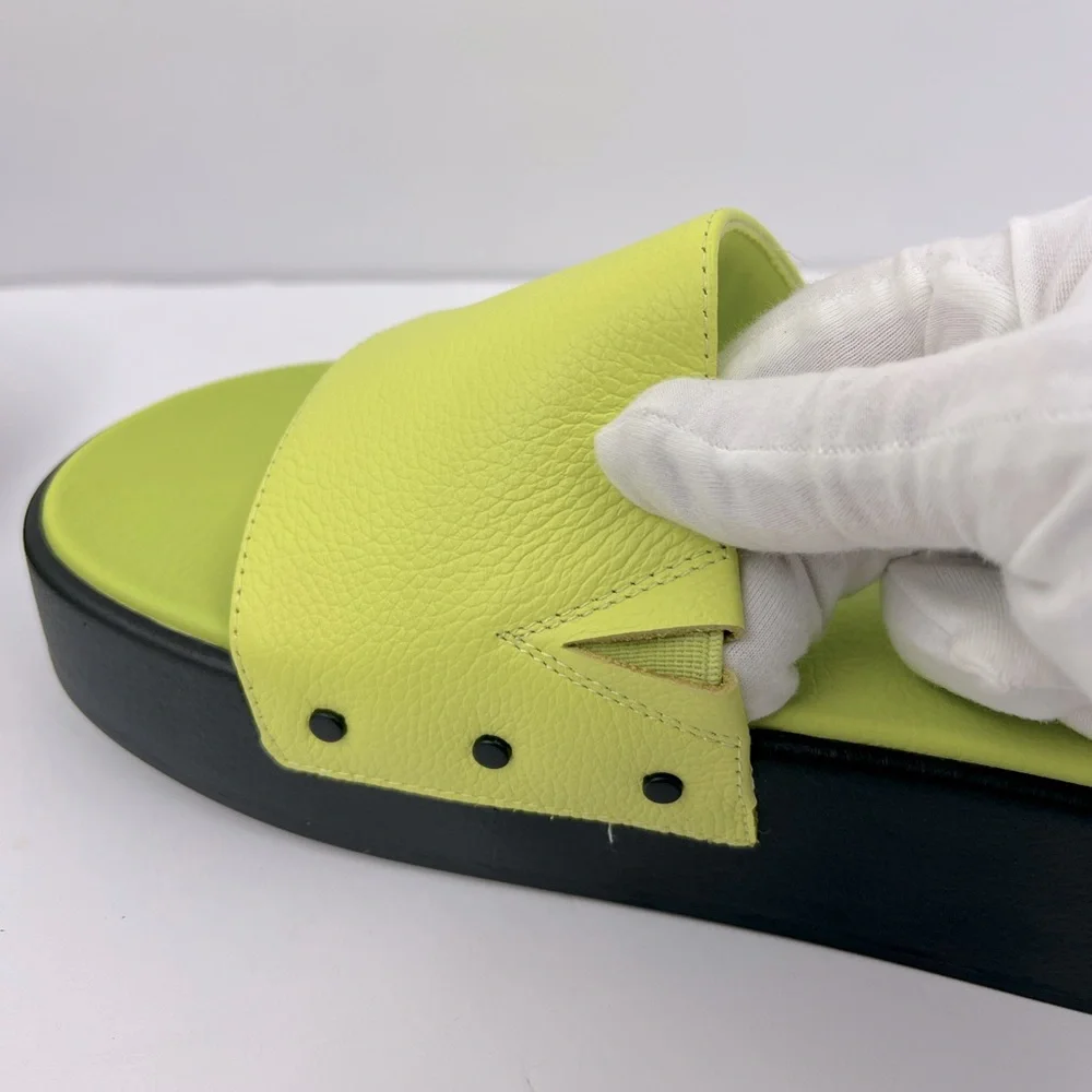 Dr. SCHOLL’S ORIGINAL COLLECTION, PISCES MAX SLIDES, LIME GREEN UPPER LEATHR, 9M - Picture 11 of 17